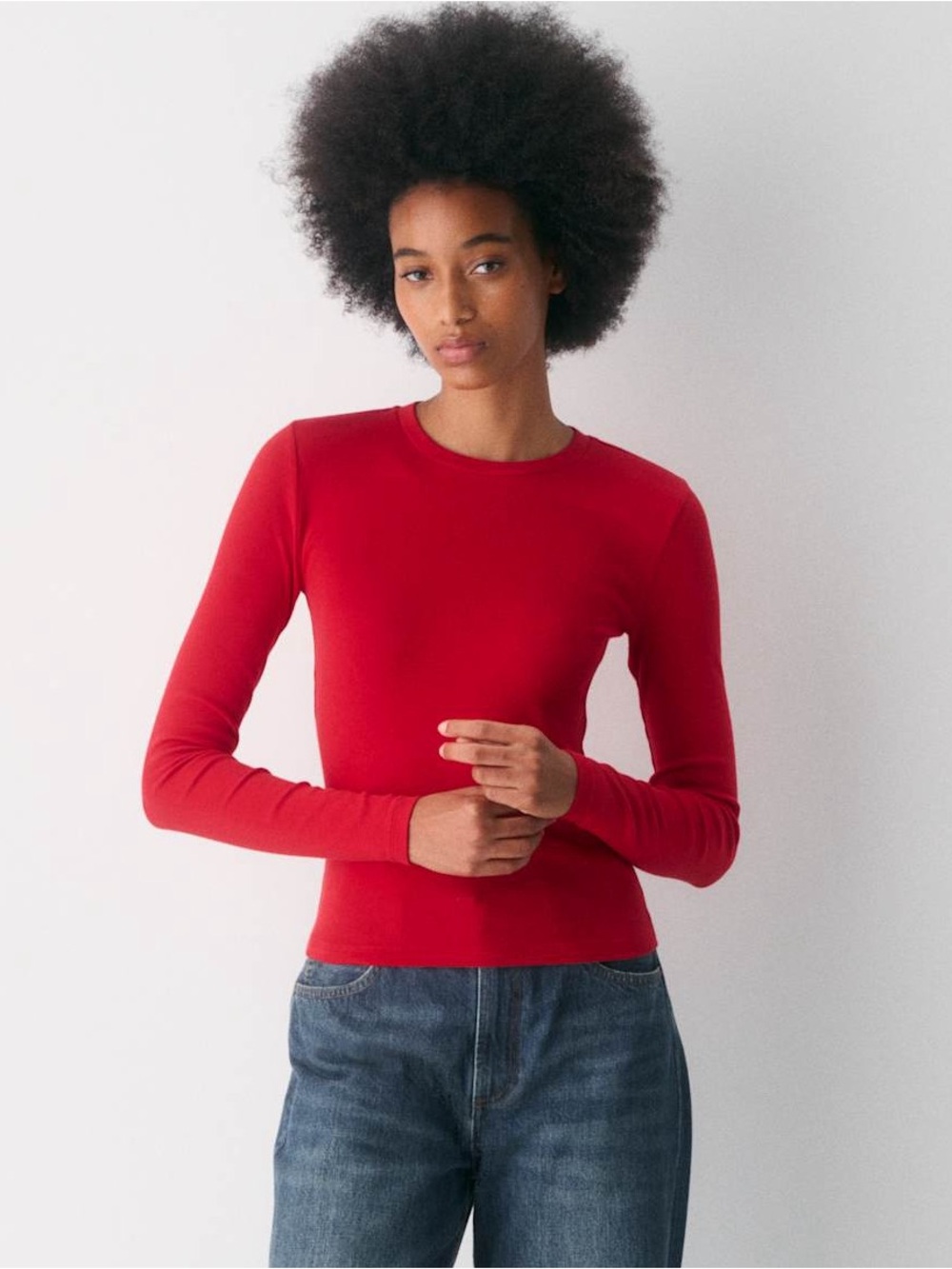 Aritzia Red Long-Sleeve Top Large